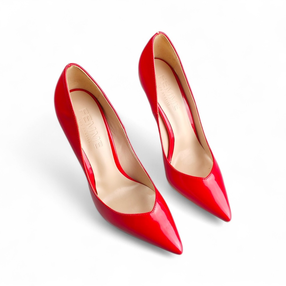 Femme LA Red Patent "Rum" Vegan Leather Pumps - Size 38 - Picture 3 of 6